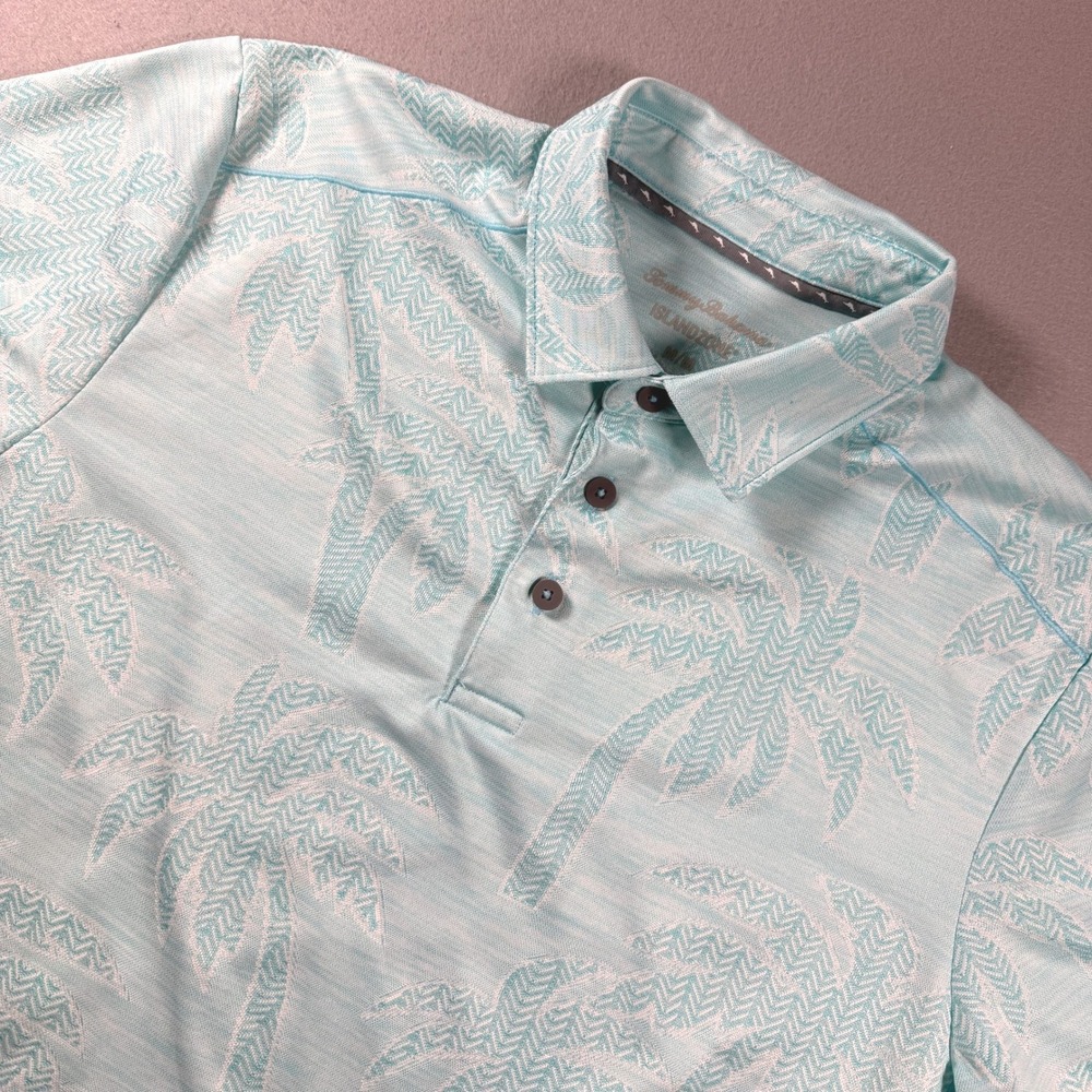 Tommy Bahama Polo Shirt Mens M Tropical Palm Tree Island Zone Golf Performance